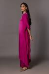 Buy_A Humming Way_Pink Satin Chiffon Embroidered Bead Iris Placed Stone Kaftan With Trouser _Online_at_Aza_Fashions