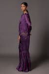 A Humming Way_Purple Satin Organza Embroidered Metallic Pichola Angarakha With Gharara _Online_at_Aza_Fashions