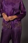 Shop_A Humming Way_Purple Satin Organza Embroidered Metallic Pichola Angarakha With Gharara _Online_at_Aza_Fashions