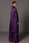 Shop_A Humming Way_Purple Linen Satin Embroidered Thread Jacket Lapel Collar Metallic With Gown _at_Aza_Fashions