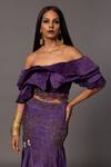 A Humming Way_Purple Satin Organza Embroidered Roma Thread Mermaid Lehenga With Ruffle Top _Online_at_Aza_Fashions