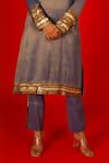 Buy_SAKSHAM & NEHARICKA_Blue Tissue Hand Embroidered Round Alaknanda Kurta And Pant Set  _Online_at_Aza_Fashions