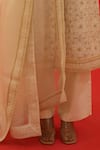 SAKSHAM & NEHARICKA_Ivory Chanderi Hand Embroidered Jaal Round Tara Kurta Set  _Online_at_Aza_Fashions