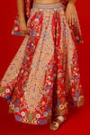 Shop_SAKSHAM & NEHARICKA_Red Chanderi Hand Painted Floral Sweetheart Sureeli Lehenga Set  _Online_at_Aza_Fashions