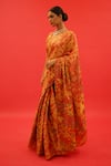 SAKSHAM & NEHARICKA_Orange Tissue Hand Surmayi Saree With Unstitched Blouse Piece  _Online_at_Aza_Fashions