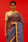 SAKSHAM & NEHARICKA_Maroon Cotton Lurex Printed Eiti Saree With Unstitched Blouse Piece  _Online_at_Aza_Fashions