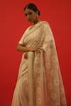 Buy_SAKSHAM & NEHARICKA_Ivory Chanderi Hand Roohie Saree With Unstitched Blouse Piece _Online_at_Aza_Fashions