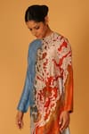 SAKSHAM & NEHARICKA_Multi Color Chanderi Hand Painted Floral Round Neck Aseem Kurta  _Online_at_Aza_Fashions