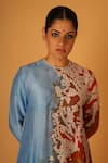 Buy_SAKSHAM & NEHARICKA_Multi Color Chanderi Hand Painted Floral Round Neck Aseem Kurta  _Online_at_Aza_Fashions