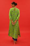 Shop_SAKSHAM & NEHARICKA_Green Chanderi Print Floral Round Neck Butti Kurta  _at_Aza_Fashions