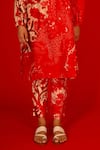 Buy_SAKSHAM & NEHARICKA_Red Chanderi Hand Painted Floral Round Collar Durga Kurta With Pant  _Online_at_Aza_Fashions