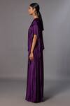 Buy_A Humming Way_Purple Satin Chiffon Embroidered Sequin V-neck Iris Stone Layered Kaftan _Online_at_Aza_Fashions