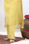 Buy_Beige_Yellow Kurta Fine Chanderi Embroidered Sequin V Neck Thread Set 