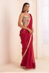 Buy_AFFROZ_Pink Organza Silk Embroidered Sequin Scoop Scallop Border Saree With Blouse _Online_at_Aza_Fashions