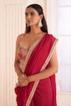 Shop_AFFROZ_Pink Organza Silk Embroidered Sequin Scoop Scallop Border Saree With Blouse _Online_at_Aza_Fashions