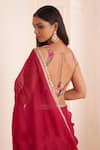 AFFROZ_Pink Organza Silk Embroidered Sequin Scoop Scallop Border Saree With Blouse _at_Aza_Fashions