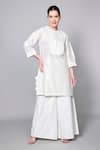 Buy_House of Manaa_White Chanderi Silk Spherical Round Neck Pattern Kurta Palazzo Set _at_Aza_Fashions