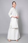 Buy_House of Manaa_White Chanderi Silk Spherical Round Neck Pattern Kurta Palazzo Set _Online_at_Aza_Fashions