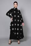 Buy_House of Manaa_Black Viscose Rayon Quirky Circle Turtle Pattern Asymmetric Kurta With Palazzo _at_Aza_Fashions