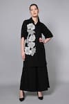 Buy_House of Manaa_Black Viscose Rayon Embroidery Floweria Patch Collar Neck Tunic With Palazzo _at_Aza_Fashions