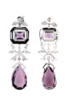 Shop_Nayaab By Sonia_Silver Plated Stones Amethyst Cascade Dangler Earrings _at_Aza_Fashions