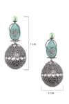 Nayaab By Sonia_Silver Plated Stones Aqua Noir Elegance Drop Earrings _Online_at_Aza_Fashions