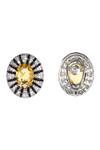 Shop_Nayaab By Sonia_Silver Plated Stones Citrine Aura Encrusted Studs _at_Aza_Fashions