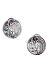 Shop_Nayaab By Sonia_Silver Plated Stones Forest Mossy Encrusted Earrings _at_Aza_Fashions
