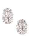 Buy_Nayaab By Sonia_Silver Plated Foil Printing, Diamonds Queens Cascade Faux Embellished Earrings _Online_at_Aza_Fashions