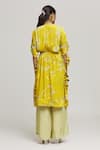 Shop_LABEL SHRISTI CHETANI_Yellow Crepe Printed Abstract Round Rangat Flared Kurta With Pant _at_Aza_Fashions