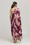 Shop_LABEL SHRISTI CHETANI_Purple Crepe Printed Abstract One Shoulder Maaya Brushstroke Dress _at_Aza_Fashions