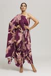 Shop_LABEL SHRISTI CHETANI_Purple Crepe Printed Abstract One Shoulder Maaya Brushstroke Dress _Online_at_Aza_Fashions