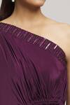 Shop_LABEL SHRISTI CHETANI_Purple Crepe Solid One Shoulder Mohini Draped Dress _Online_at_Aza_Fashions