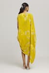 Shop_LABEL SHRISTI CHETANI_Yellow Crepe Printed Abstract Boat Ulas Splatter Dress _at_Aza_Fashions