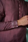 Shop_Philocaly_Purple Cotton Silk Embroidery Thread Reverie Placket Kurta _Online_at_Aza_Fashions