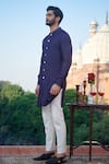 Shop_Philocaly_Blue Cotton Silk Solid Badru Front-buttoned Kurta _at_Aza_Fashions