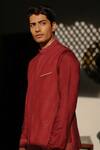 Philocaly_Maroon Cotton Silk Embroidered Thread Regent Bundi_Online_at_Aza_Fashions