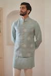 Philocaly_Blue 100% Silk Embroidered Thread Daali Bundi_Online_at_Aza_Fashions