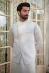 Philocaly_White 100% Silk Hand Embroidered Sequins Pavitra Bundi And Kurta Set_Online_at_Aza_Fashions