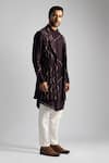 Shop_Paarsh_Purple Bamberg Silk Embroidered Sequin And Thread Nehru Jacket Set _Online_at_Aza_Fashions