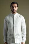 Buy_Paarsh_Blue Bamberg Silk Embroidered Egyptian Motif Nehru Jacket Set _Online_at_Aza_Fashions