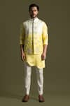 Buy_Paarsh_Cream Bamberg Silk Embroidered French Knots Nehru Jacket _at_Aza_Fashions