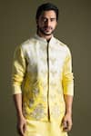 Paarsh_Cream Bamberg Silk Embroidered French Knots Nehru Jacket _Online_at_Aza_Fashions