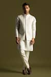 Buy_Paarsh_Grey Linen Satin Embroidered French Knot Nehru Jacket _at_Aza_Fashions