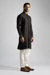 Shop_Paarsh_Brown Kurta Bamberg Silk Embroidered Thread Floral Petal With Pant _Online_at_Aza_Fashions