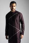 Shop PAARSH Purple Bamboo, Cotton Sequins Cross Embroidered Kurta With Pant Online at Aza Fashions Shop_PAARSH_Purple Bamboo, Cotton Sequins Cross Embroidered Kurta With Pant _Online_at_Aza_Fashions