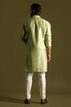 Shop_Paarsh_Green Cotton Embroidery Pintuck Kurta With Pant Pyjama _at_Aza_Fashions