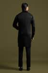 Shop_Paarsh_Black Linen Satin Embroidery Stitch Kurta With Trouser _at_Aza_Fashions