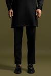 Buy_Paarsh_Black Linen Satin Embroidery Stitch Kurta With Trouser _Online_at_Aza_Fashions