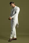 Buy_PAARSH_Grey Cotton, Linen, Satin Amaryllis Vine Triple Layered Kurta With Trouser _Online_at_Aza_Fashions